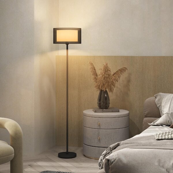 DecHome Lampada da Terra Moderna con Doppio Paralume e Interruttore a Pedale 33 x 152.5 cm colore Nero