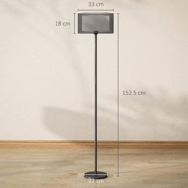 DecHome Lampada da Terra Moderna con Doppio Paralume e Interruttore a Pedale 33 x 152.5 cm colore Nero