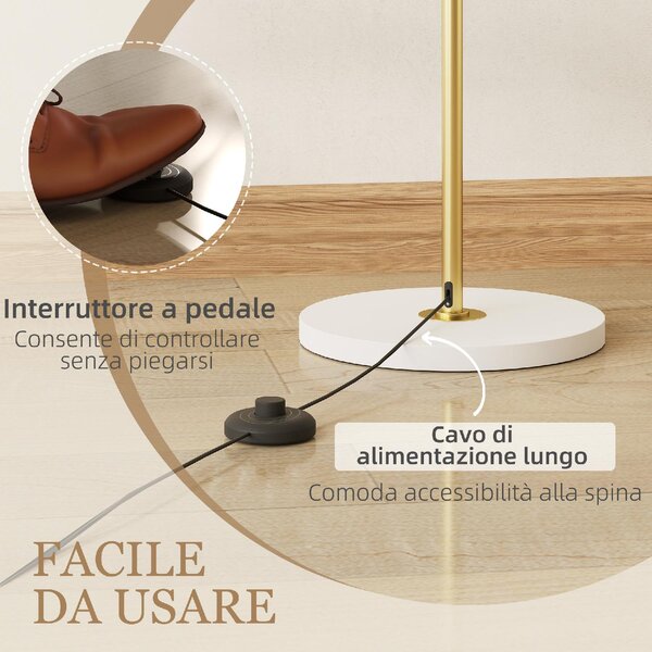 DecHome Lampada da Terra Moderna con Luce Dimmerabile con Interruttore a Pedale e 3 Luminosit colore Oro
