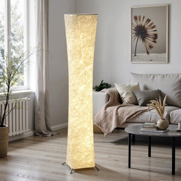 DecHome Lampada da Terra Moderna con Interruttore a Pedale, in Acciaio e Tessuto 25x25x129 cm colore Bianco/Argento