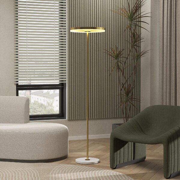 DecHome Lampada da Terra Moderna con Luce Dimmerabile con Interruttore a Pedale e 3 Luminosit colore Oro