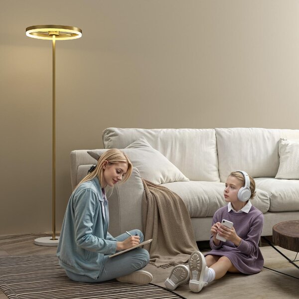 DecHome Lampada da Terra Moderna con Luce Dimmerabile con Interruttore a Pedale e 3 Luminosit colore Oro