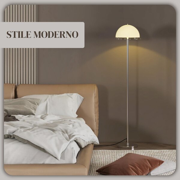 DecHome Lampada da Terra Moderna con Paralume a Doppio Strato Piantana in Metallo e Acrilico colore Bianco