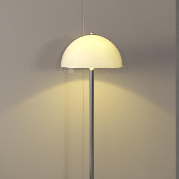 DecHome Lampada da Terra Moderna con Paralume a Doppio Strato Piantana in Metallo e Acrilico colore Bianco