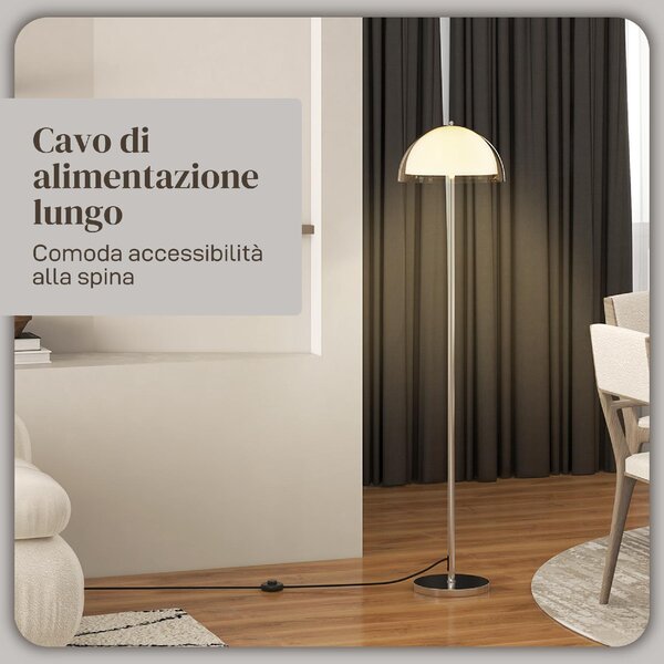 DecHome Lampada da Terra Moderna con Paralume a Doppio Strato Piantana in Metallo e Acrilico colore Bianco