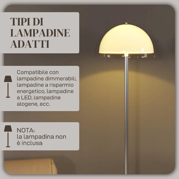 DecHome Lampada da Terra Moderna con Paralume a Doppio Strato Piantana in Metallo e Acrilico colore Bianco