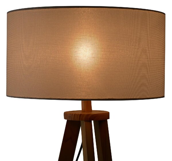 DecHome Lampada da Terra Moderna con Paralume in Lino Beige Piantana colore Legno