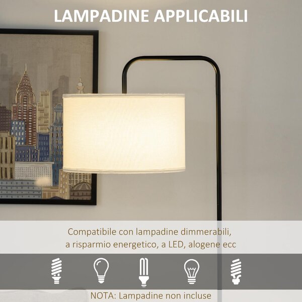 DecHome Lampada da Terra Moderna con Paralume in Tessuto Effetto Lino Piantana in Acciaio Nero