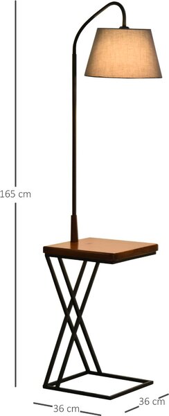 DecHome Lampada da Terra Moderna con Tavolino integrato e Caricatore Wireless colore Marrone