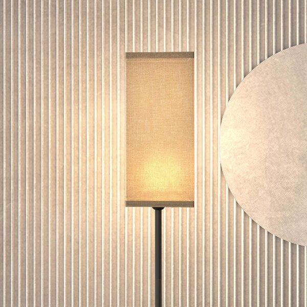 DecHome Lampada da Terra Moderna Paralume in Tessuto Effetto Lino Piantana in Metallo Nero