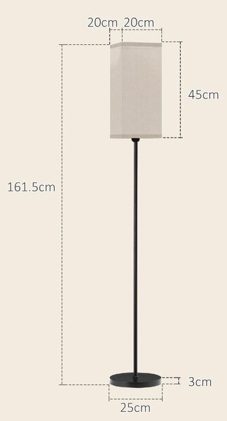 DecHome Lampada da Terra Moderna Paralume in Tessuto Effetto Lino Piantana in Metallo Nero