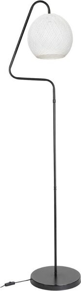 DecHome Lampada da Terra Stile Minimal in Metallo Nero Stelo Geometrico con Paralume Tessuto Attacco E27 Dimensioni 31x160 cm colore Bianco - Yumak