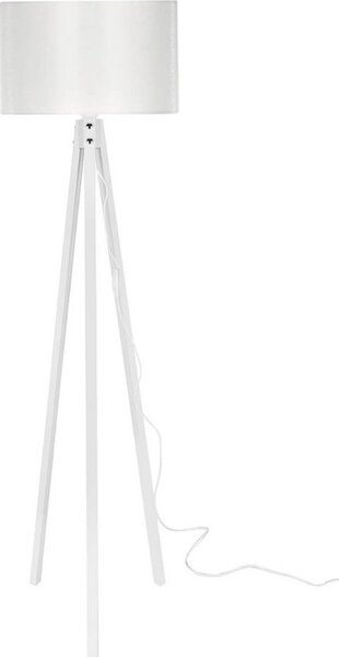 DecHome Lampada da Terra Stile Nordico in Legno MDF Base a Tre Gambe Attacco E27 Interruttore On/Off Dimensioni 36x136 cm colore Bianco - Rodi