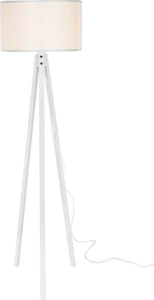 DecHome Lampada da Terra Stile Nordico in Legno MDF Base a Tre Gambe Attacco E27 Interruttore On/Off Dimensioni 36x136 cm colore Bianco - Rodi