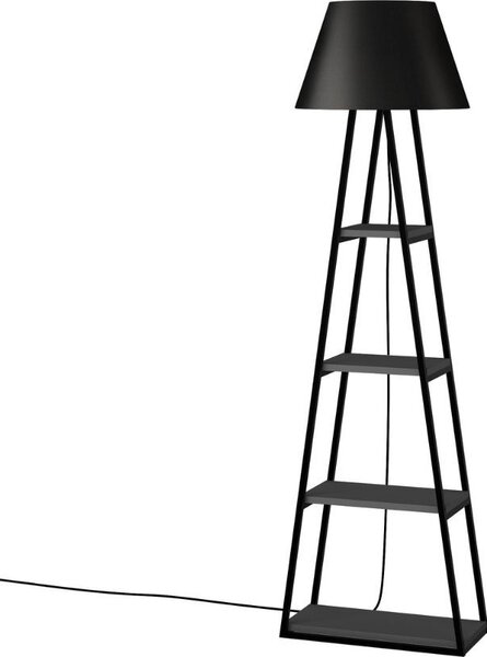 DecHome Lampada da Terra Stile Moderno in Metallo Base a Tre Gambe Paralume in Tessuto Dimensioni 50x22x165 cm colore Nero - Pal