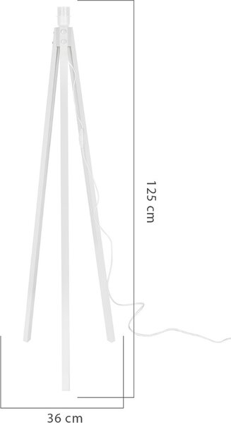 DecHome Lampada da Terra Stile Minimal in MDF Base a Tre Gambe Attacco E27 Interruttore On Off Dimensioni 36x125 cm colore Bianco - Rodi