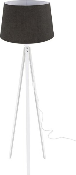 DecHome Lampada da Terra Stile Nordico in Legno Base a Tre Gambe con Paralume in Tessuto Attacco E27 Dimensioni 45x134,5 cm colore Nero - Deco