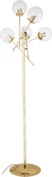 DecHome Lampada da Terra Stile Moderno in Metallo Verniciato Stelo Dritto con 5 Paralumi in Vetro Attacco E27 Dimensioni 60x170 cm colore Oro - Gon