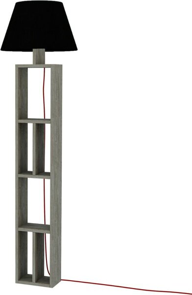 DecHome Lampada da Terra Stile Nordico in Legno Solida con Paralume Cilindrico Libreria Giorno Dimensioni 45x45x163,5 cm colore Dark Coffee