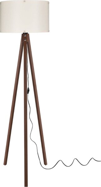 DecHome Lampada da Terra Stile Nordico in Legno MDF Stelo Dritto con Paralume Interruttore On/Off Attacco E27 Dimensioni 36x136 cm colore Noce - Aden