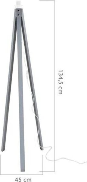 DecHome Lampada da Terra Stile Minimal in MDF Base a Tre Gambe Interruttore On/Off, Attacco E27, Filo 2 m Dimensioni 45x135 cm colore Grigio - Deco