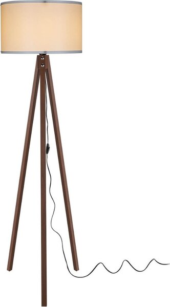 DecHome Lampada da Terra Stile Nordico in Legno MDF Stelo Dritto con Paralume Interruttore On/Off Attacco E27 Dimensioni 36x136 cm colore Noce - Aden