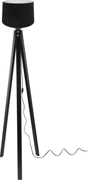 DecHome Lampada da Terra Stile Minimal in MDF con Paralume Tessuto Interruttore On/Off Attacco E27 Dimensioni 32x134.5 cm colore Nero - Deco