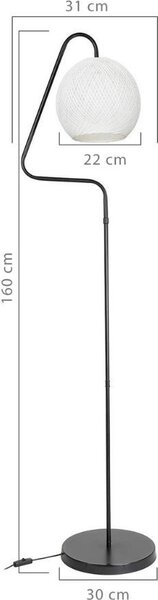 DecHome Lampada da Terra Stile Minimal in Metallo Nero Stelo Geometrico con Paralume Tessuto Attacco E27 Dimensioni 31x160 cm colore Bianco - Yumak