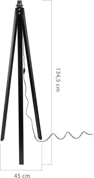 DecHome Lampada da Terra Stile Nordico in MDF Stelo Interruttore On/Off, Attacco E27, Paralume in Iuta Dimensioni 32x134,5 cm colore Nero - Deco