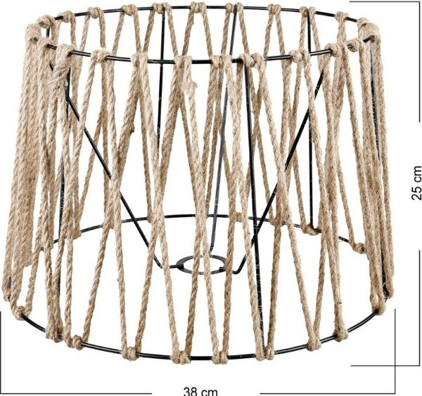 DecHome Lampada da Terra Stile Nordico in MDF Stelo Interruttore On/Off, Attacco E27, Paralume in Iuta Dimensioni 32x134,5 cm colore Nero - Deco