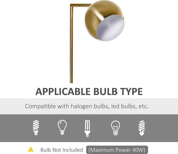 DecHome Lampada da Terra Vintage con Paralume Regolabile Piantana in Metallo colore Oro