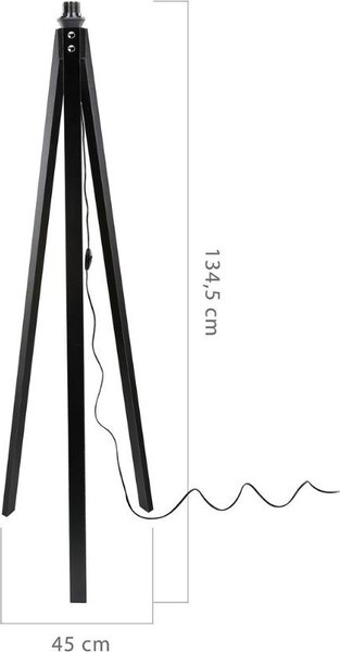 DecHome Lampada da Terra Stile Nordico in MDF Base a Tre Gambe Attacco E27 Interruttore On/Off Dimensioni 45x135 cm colore Nero - Deco