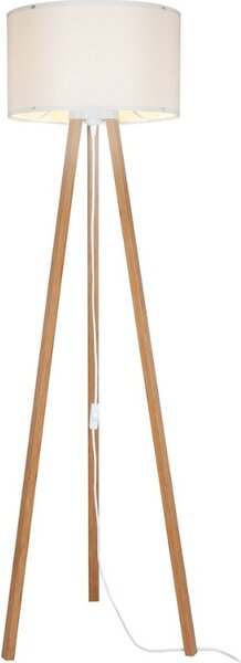 DecHome Lampada da Terra Stile Nordico Legno MDF Stelo Dritto con Paralume Tessuto On/Off, Attacco E27 Dimensioni 36x136.5 cm colore Rovere - Piko