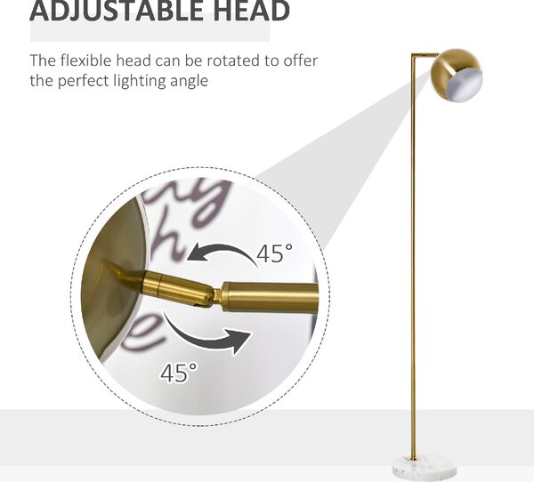 DecHome Lampada da Terra Vintage con Paralume Regolabile Piantana in Metallo colore Oro