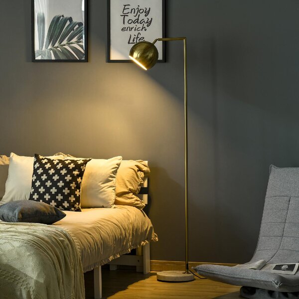 DecHome Lampada da Terra Vintage con Paralume Regolabile Piantana in Metallo colore Oro