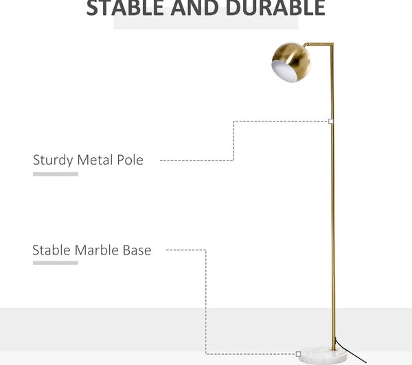 DecHome Lampada da Terra Vintage con Paralume Regolabile Piantana in Metallo colore Oro