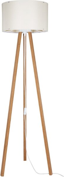 DecHome Lampada da Terra Stile Nordico Legno MDF Stelo Dritto con Paralume Tessuto On/Off, Attacco E27 Dimensioni 36x136.5 cm colore Rovere - Piko