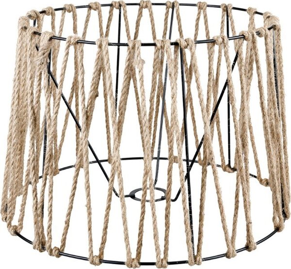 DecHome Lampada da Terra Stile Nordico in MDF Stelo Interruttore On/Off, Attacco E27, Paralume in Iuta Dimensioni 32x134,5 cm colore Nero - Deco