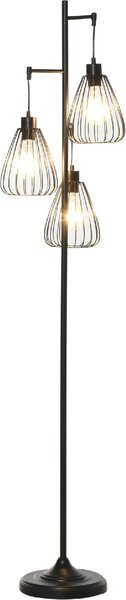 DecHome Lampada da Terra Vintage Stile Industriale 3 Luci Piantana in Metallo colore Nero