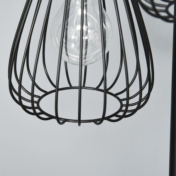 DecHome Lampada da Terra Vintage Stile Industriale 3 Luci Piantana in Metallo colore Nero