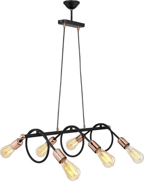 DecHome Lampadario a Sospensione in Metallo Parlume con 6 Aperture Attacco E27 Dimensioni 68x88 cm colore Nero - Derbent