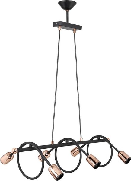 DecHome Lampadario a Sospensione in Metallo Parlume con 6 Aperture Attacco E27 Dimensioni 68x88 cm colore Nero - Derbent