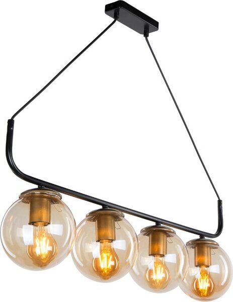 DecHome Lampadario a Sospensione Stile Industriale in Metallo Nero con 4 Luci a Bracci, Paralume Altezza 27 cm, Attacco E27 Dimensioni 78x67 cm col