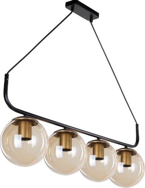 DecHome Lampadario a Sospensione Stile Industriale in Metallo Nero con 4 Luci a Bracci, Paralume Altezza 27 cm, Attacco E27 Dimensioni 78x67 cm col