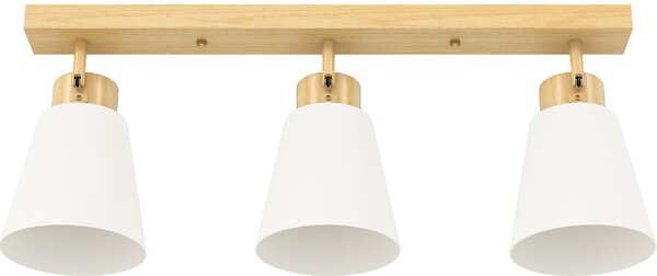 DecHome Lampadario da Soffitto con 3 Punti Luce Regolabili a 90 e Attacchi E27 colore Legno