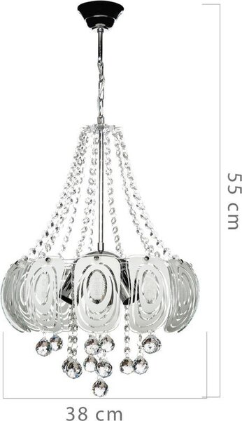 DecHome Lampadario a Sospensione Stile Moderno in Metallo e Vetro 3 Luci Sferiche Attacco E27 Pietre Effetto Cristallo Facile da Pulire Dimensioni 