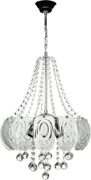 DecHome Lampadario a Sospensione Stile Moderno in Metallo e Vetro 3 Luci Sferiche Attacco E27 Pietre Effetto Cristallo Facile da Pulire Dimensioni 