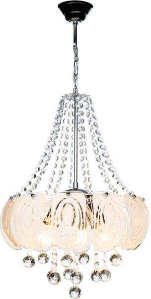 DecHome Lampadario a Sospensione Stile Moderno in Metallo e Vetro 3 Luci Sferiche Attacco E27 Pietre Effetto Cristallo Facile da Pulire Dimensioni 