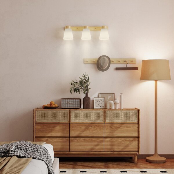 DecHome Lampadario da Soffitto con 3 Punti Luce Regolabili a 90 e Attacchi E27 colore Legno
