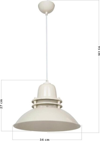 DecHome Lampadario a Sospensione Stile Moderno in Metallo Monoluce a Cupola Attacco E27 Dimensioni 34x95 cm colore Verde Menta - Tibet